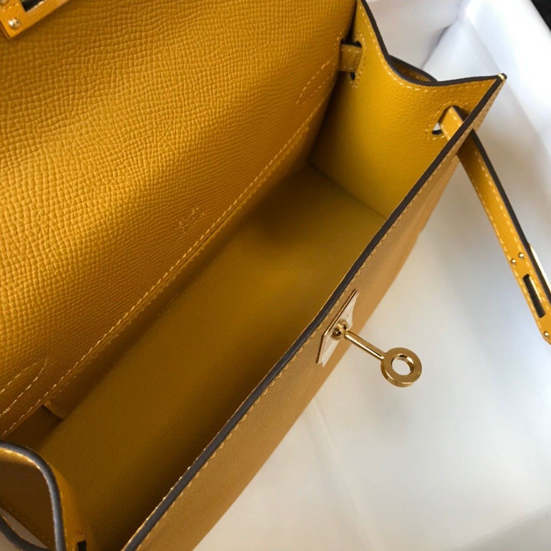 Hermes Kelly Pochette Clutch Bag In Yellow  Epsom Leather